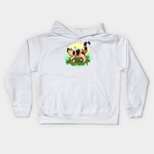 Fluffy Calico Cat with Butterfly Kids Hoodie